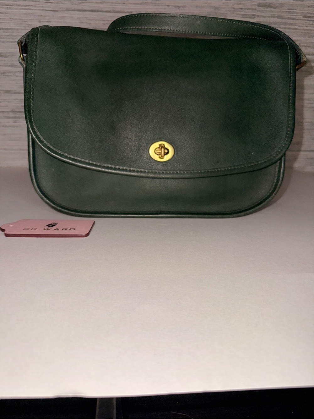 Coach Bottle City Bag Green Leather Crossbody Bag with Turn-Lock Closure